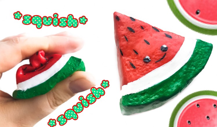 DIY watermelon squishy! Squishie Melon Slice Using Slime Paint!