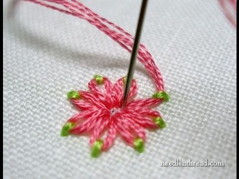 Embroidery Stitches Flowers - Stitch Fun Daisy Stitch in Two Colors + Tutorial .