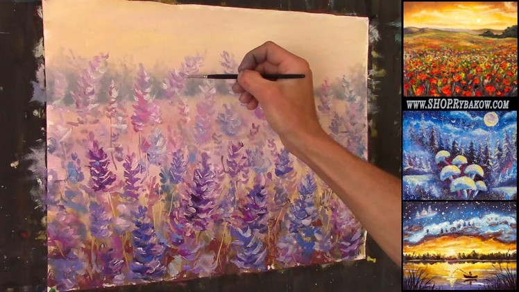 Free Oil Painting Lesson In Real Time - How to paint Glade of gentle flowers