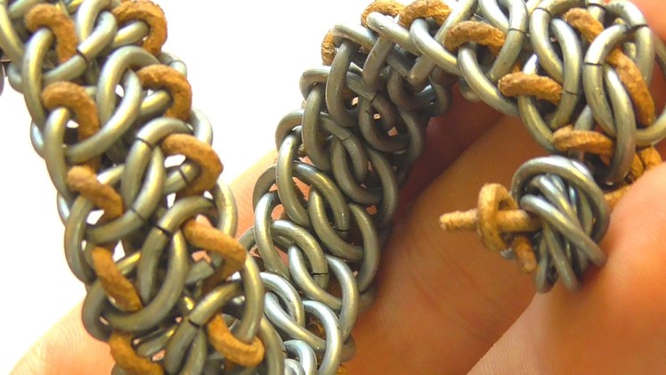 GSG MAILLE TUTORIAL  CHAINMAIL BRACELET WITH LEATHER CORD