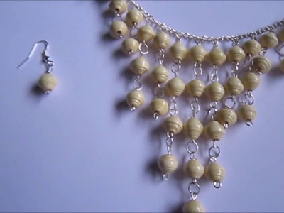 Handmade Jewelry - Hanging Paper Beads Necklace & Earrings (Not Tutorial)