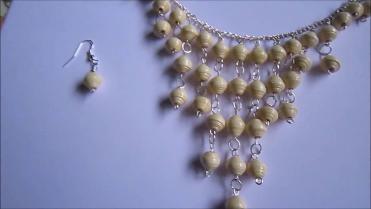 Handmade Jewelry - Hanging Paper Beads Necklace & Earrings (Not Tutorial)
