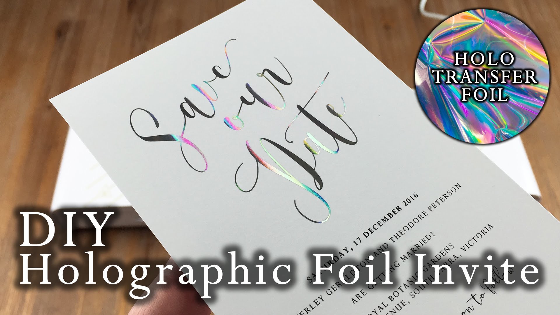 Holographic foil | How to foil wedding invitations using the a laminator | DIY invitation