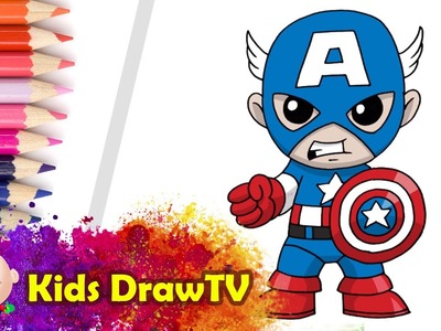 How to draw Captain America step by step easy | captain america movies | Kids DrawTV