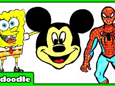 How To Draw Cartoons for Kids | Spiderman, Spongebob, Mickey, Pikachu Drawing Tutorial for Beginners