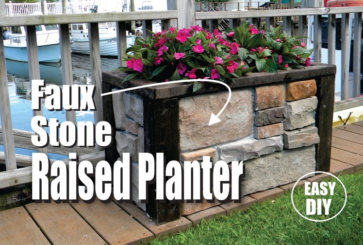 How to make a Stone Veneer Raised Planter easy DIY project