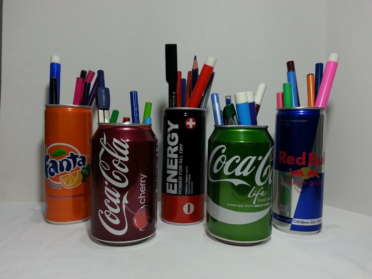 How to make pencil holder out of soda can-DIY