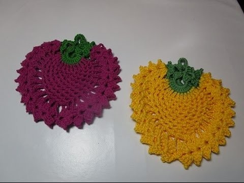 Howto crochet diy pattern tutorial potholders strawberry raspberry blackberry pineapple easy