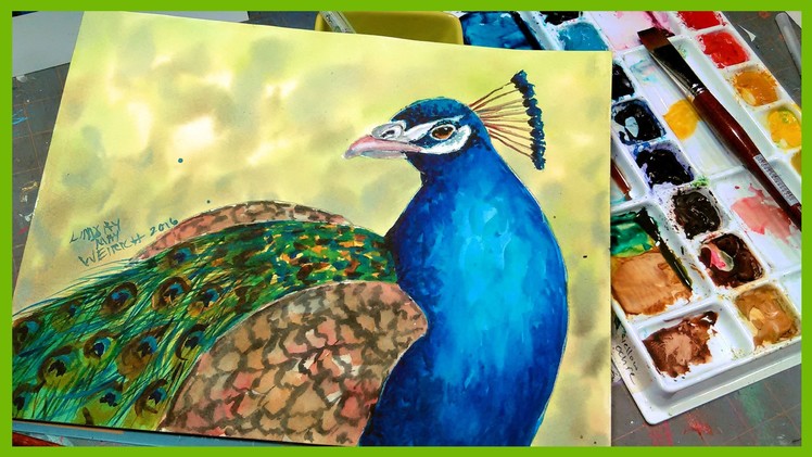 LIVE Peacock in Watercolor Painting Tutorial 12:30pm ET