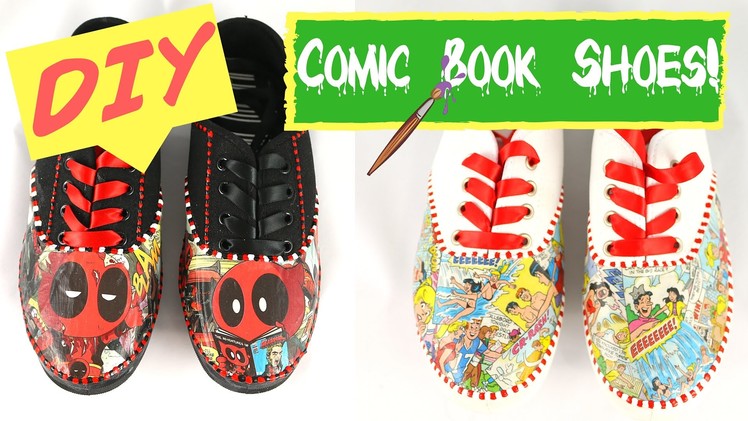 Mod Podge Shoes- Make your own Back to school DIY Comic Book Shoes!