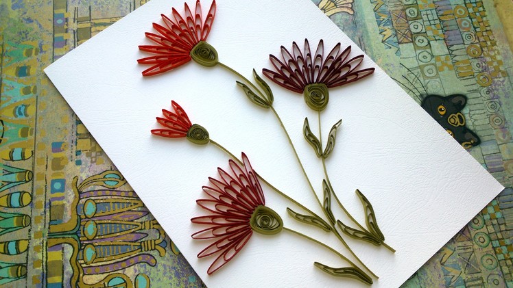 Quilling Flowers Tutorial: Quilling flowers carnation wiht  a comb tutorial. Quilling Card.