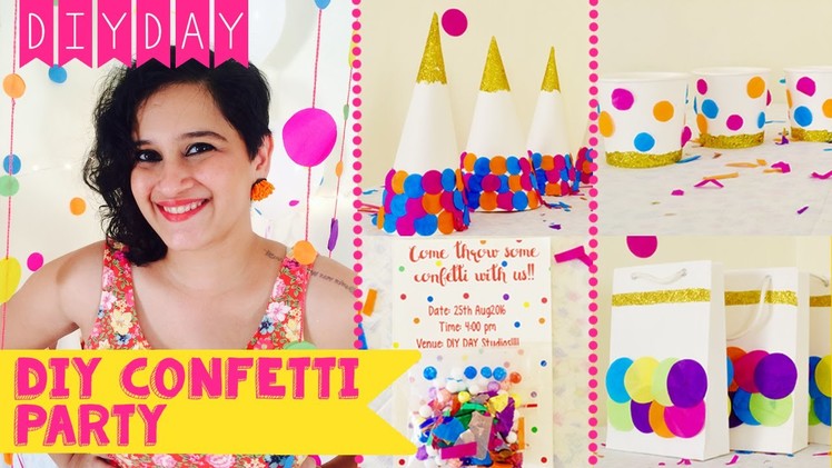 DIY Confetti Party | Invite | Decor | Party Hat | Favour Bags | Cutlery | Party Cups