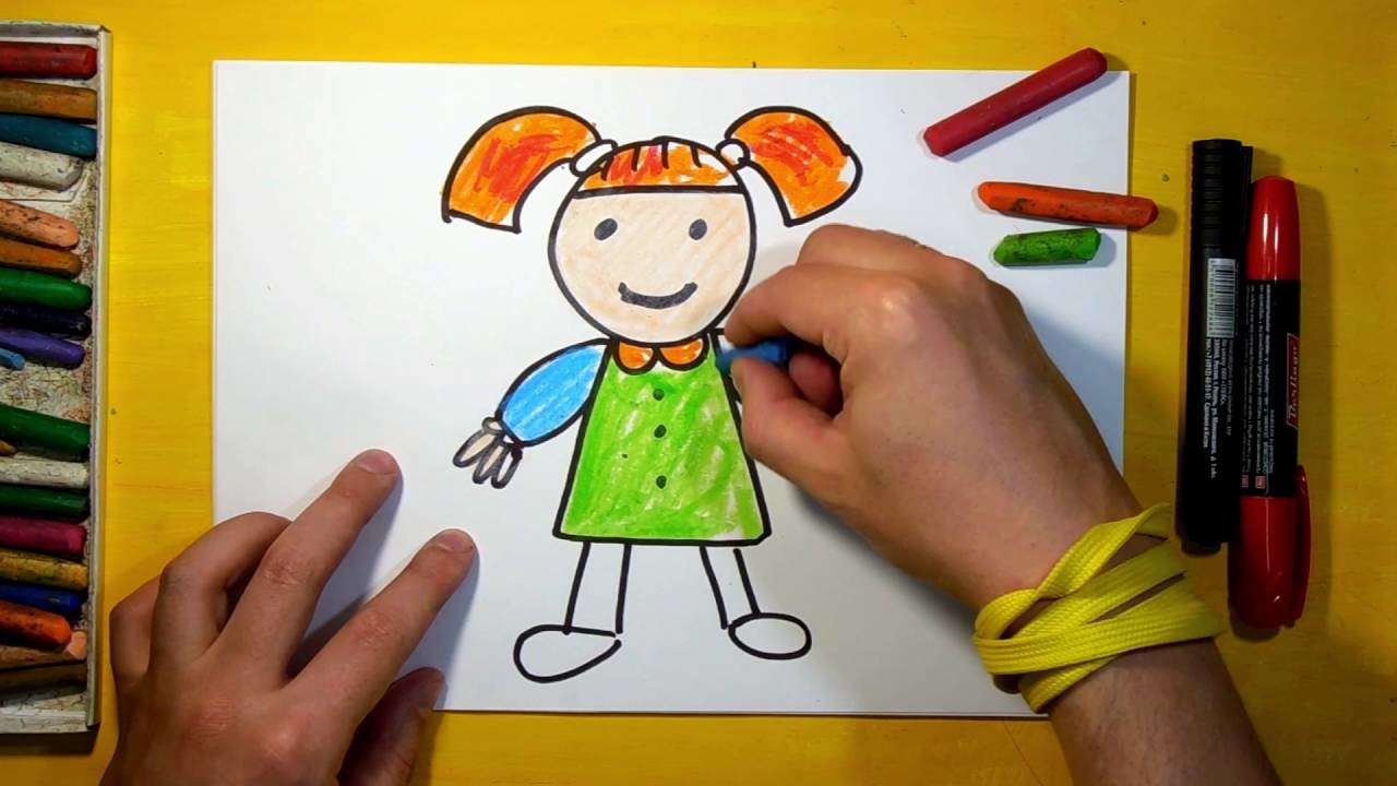 How to draw a doll for children