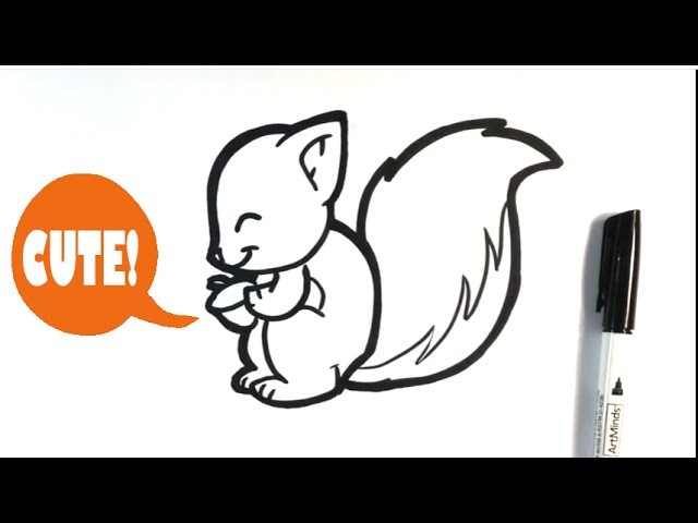 How to Draw a Squirrel - Cute - Easy Pictures to Draw