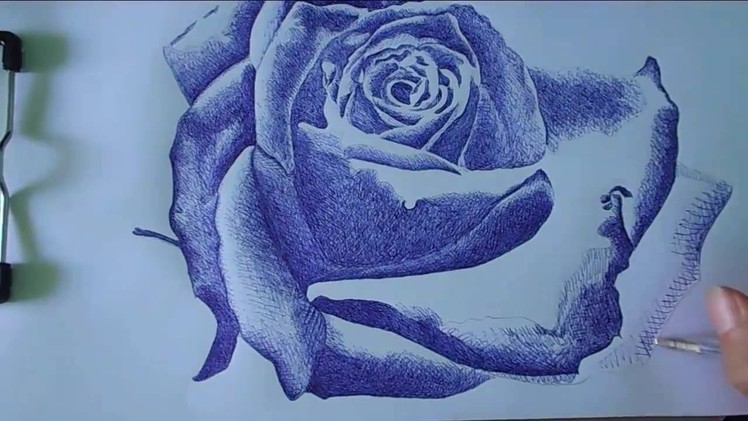 How to draw Rose with Ballpoint Pen easy by Tialer Tran