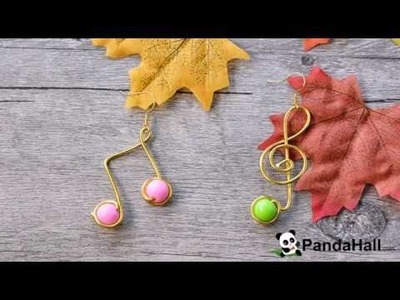 How to Make a Pair of Stylish Gold Wire Wrapped Music Note Earrings with Acrylic Beads
