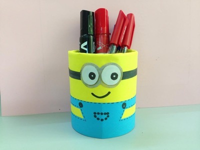How to make minion pencil holder | Easy arts & crafts | DIY School Supplies