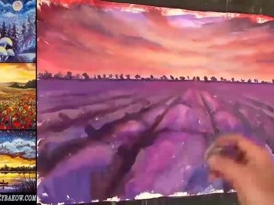 How to paint a landscape Lavender field at sunset.