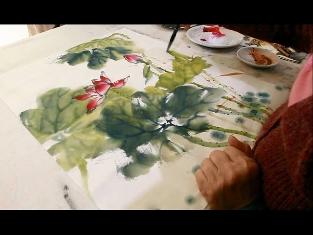 How to Paint Lotus painting in Chinese Watercolor