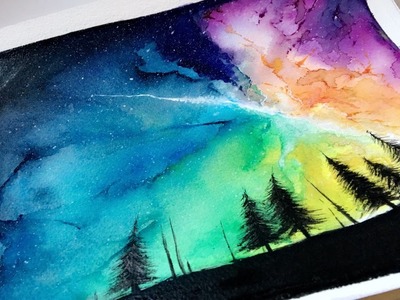 Rainbow Galaxy Sky | Watercolour Speed Painting | Nisha Jassal