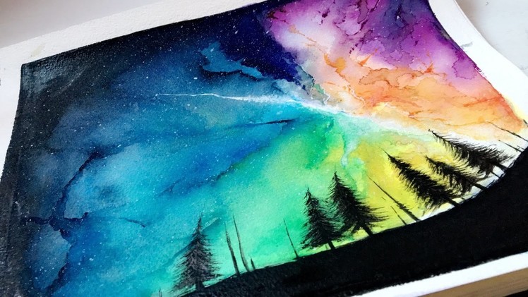 Rainbow Galaxy Sky | Watercolour Speed Painting | Nisha Jassal