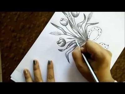 How to draw tulips bouquet