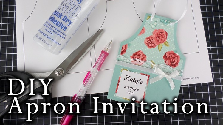 How to make an apron invitation card | kitchen tea, bridal shower, tea party | DIY invitations