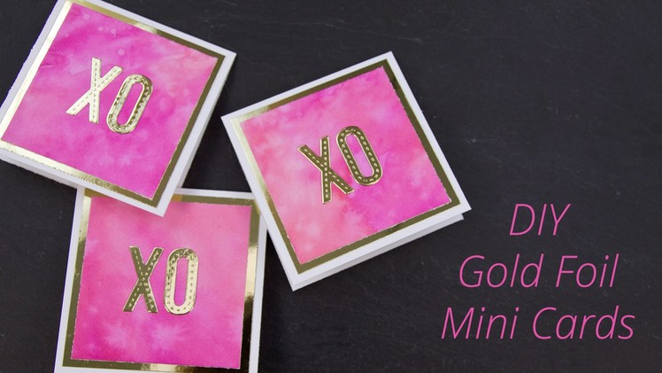 How to Make Mini Distress Watercolor + Gold Foil Note Cards