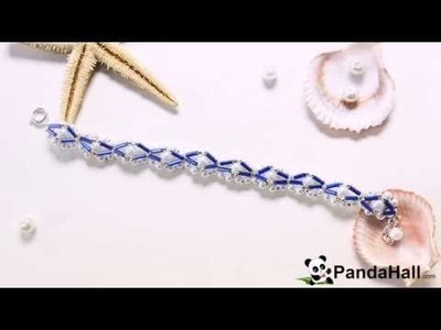 Summer Jewelry   How to Make a Woven Bracelet with White Pearl Beads and Blue Tube Beads
