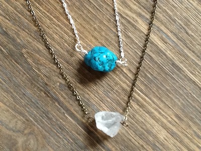DIY Raw Crystal or Turquoise Nugget Bar Necklace