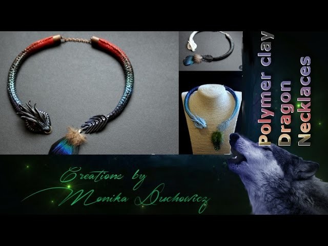 Dragon polymer clay necklaces.smocze naszyjniki