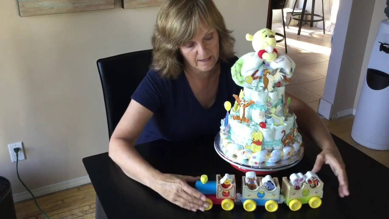How to make a DIAPER CAKE with a Winnie the Pooh Theme