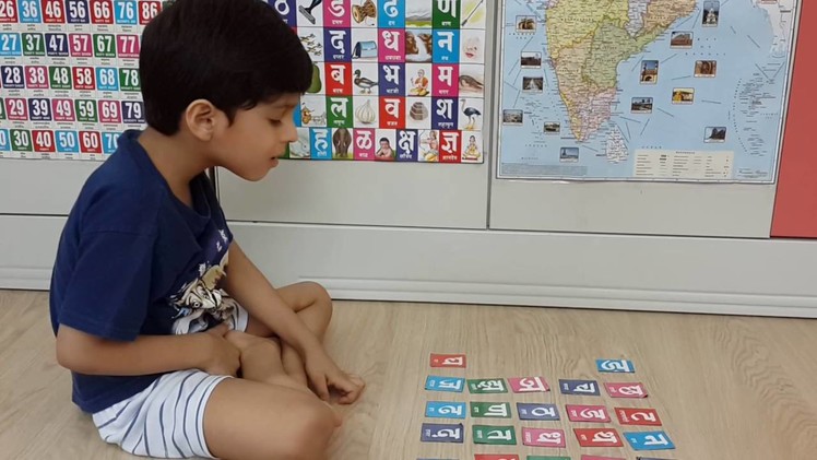 Learning Indian Language_5: Moksh's DIY Hindi. Marathi Letters Bingo Activity With Charts & Magnet