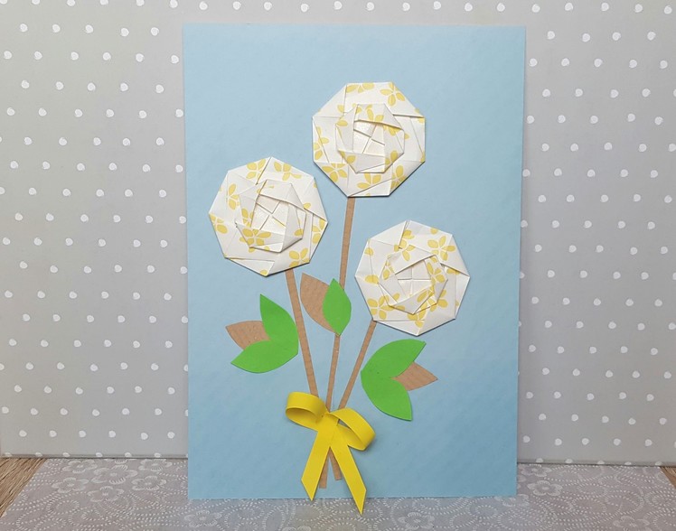 Origami Geburtstagskarte mit Blume.How to make a Birthday Card with an Origami Flower
