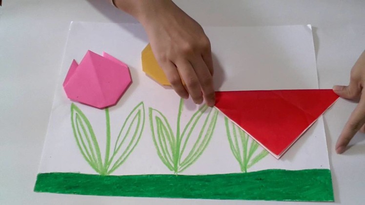 Origami Tulip Flowers - Simple and Easy Paper Art Crafts for Kids and Everbody