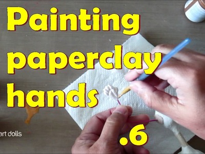 Painting hands, acrylics on paperclay. ArtDoll tutorial Fairy Queen 06