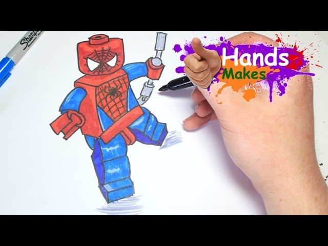 Easy How To Draw Lego Spiderman Cartoon For Kids