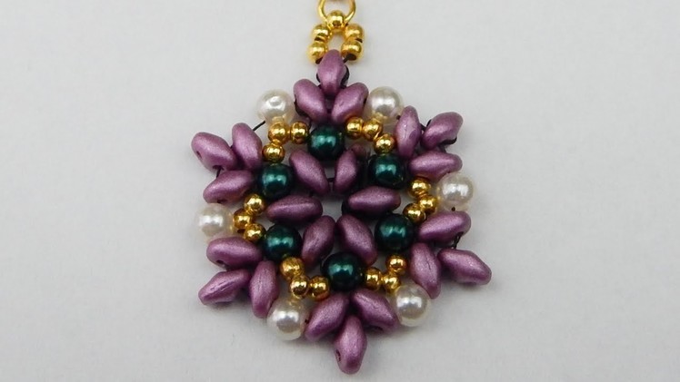 How to make a beaded pendant with twin beads beading jewelry DIY (tutorial + free pattern)