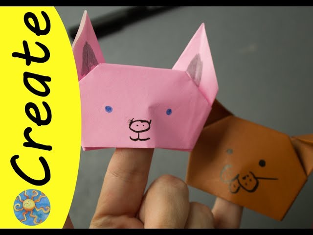 How to make Origami Finger Puppets - Dog, Pig