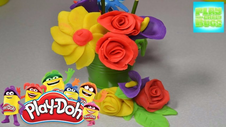 Playdough Colorful flowers . How to make Play-doh basket with funny Flowers Handmade rainbow basket