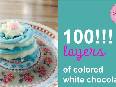 100 LAYERS !!! of Colored White Chocolate | Pink Pie Factory | Lara-Marie |  DIY Miniature Version