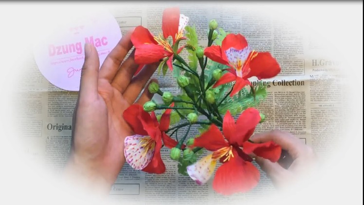 5 Minute Craft - How to make paper flower - Mohur tree