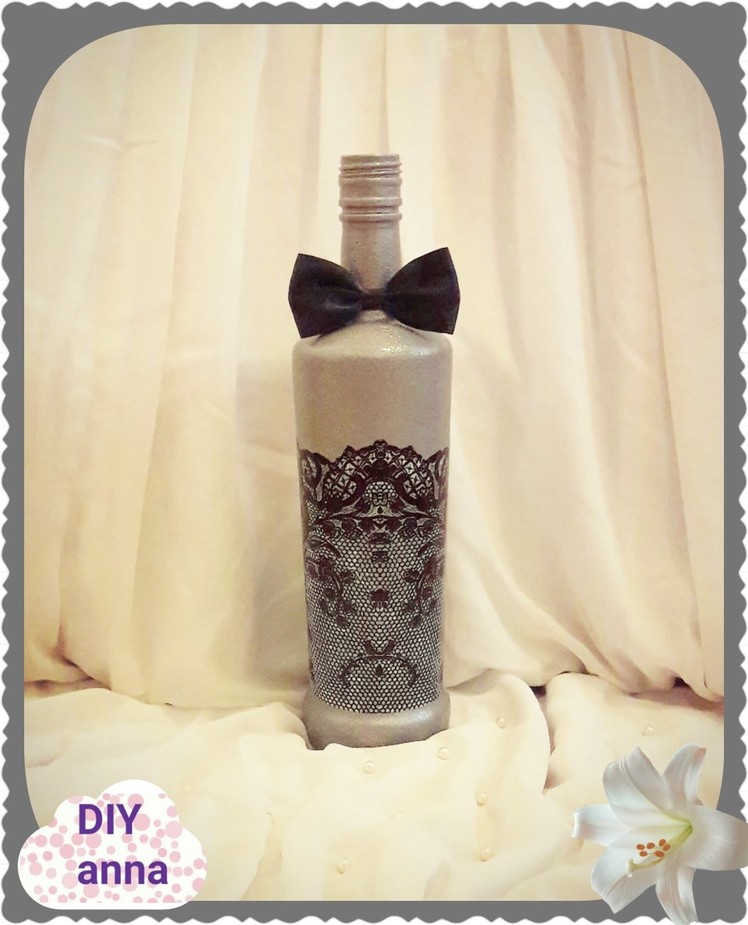Decoupage bottle with lace DIY ideas decorations craft tutorial