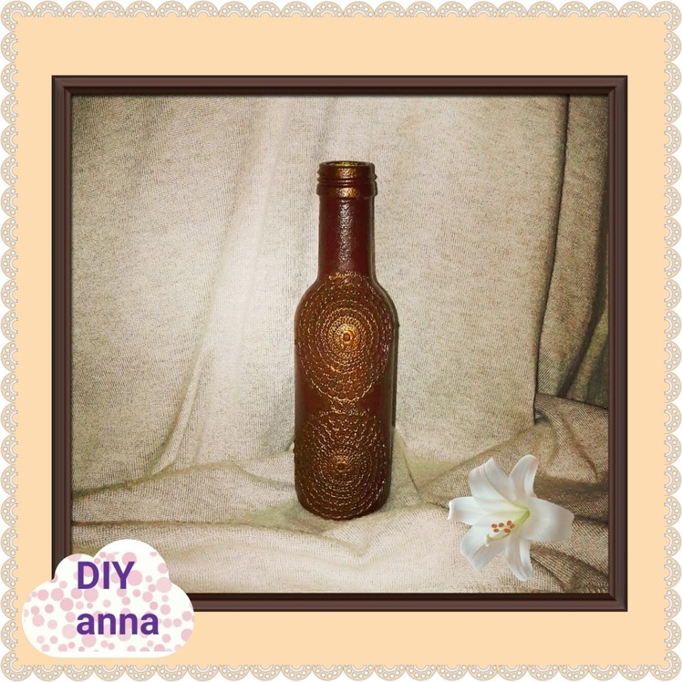 Decoupage shabby chic bottle with lace DIY ideas decorations craft tutorial