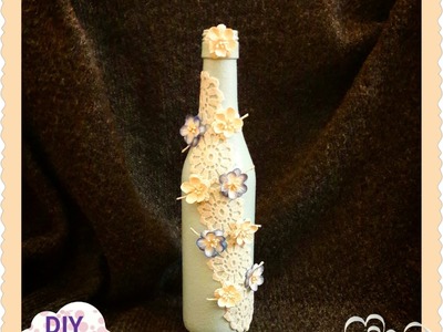 Decoupage shabby chic romantic bottle DIY ideas decorations craft tutorial