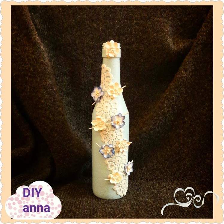 Decoupage shabby chic romantic bottle DIY ideas decorations craft tutorial