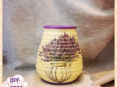 Decoupage vase with lavender napkin DIY ideas decorations craft tutorial