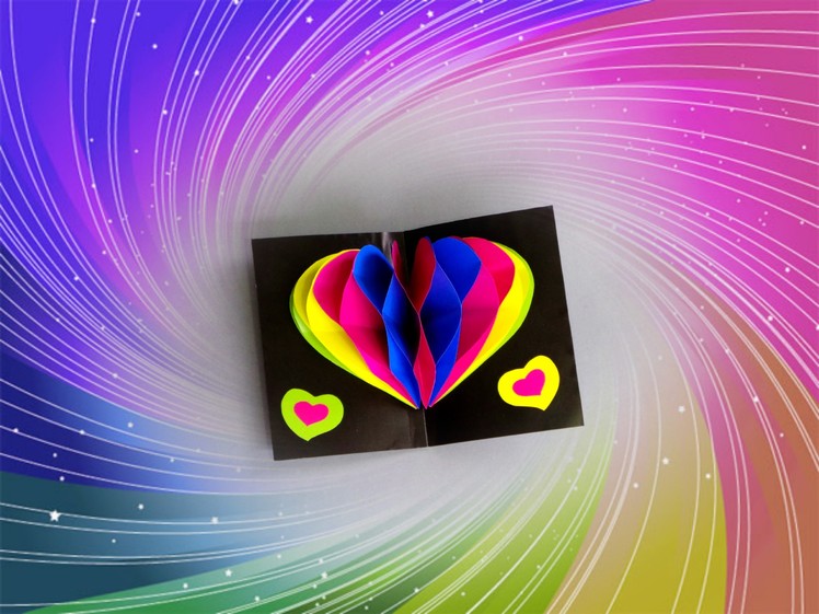 DIY CARD 3D HEART. DIY POP UP CARD RAINBOW HEART (tutorial). DIY CARD.