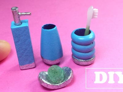DIY Miniature Bathroom Accessory Set: Soap Dispenser, Toothpaste Holder, Soap dish