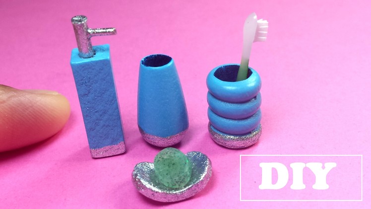 DIY Miniature Bathroom Accessory Set: Soap Dispenser, Toothpaste Holder, Soap dish